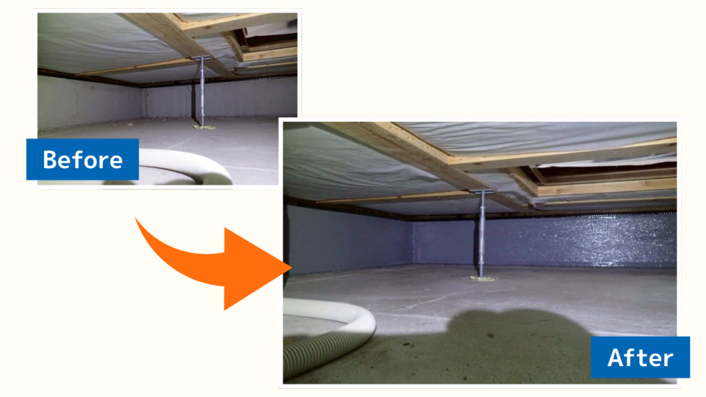 事例1:築8年・床下外周の基礎補強