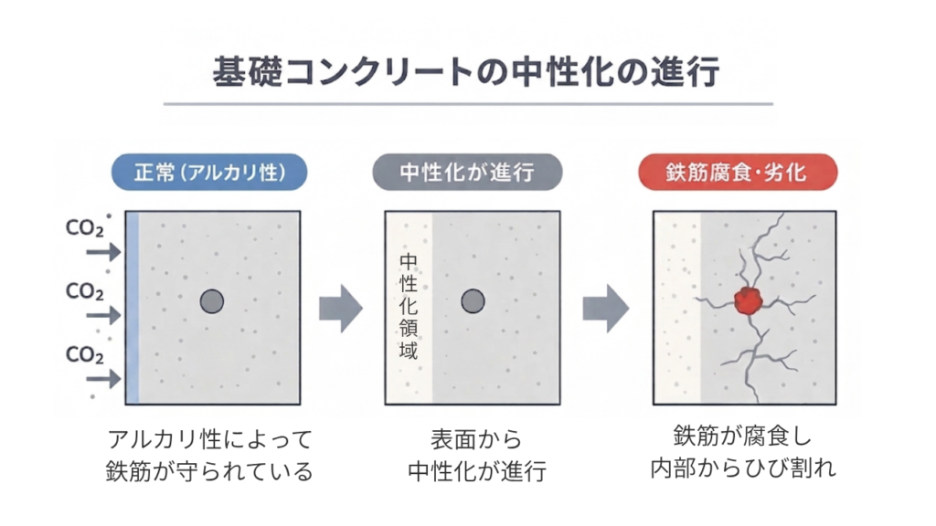 基礎コンクリートの中性化とは