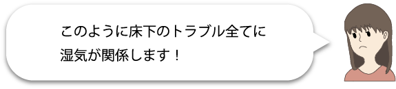 このように床下トラブル全てに湿気が関係します!